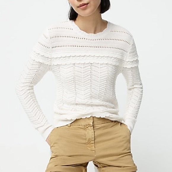 J. Crew Sweaters - J. CREW Crewneck Scalloped Pointelle Sweater
